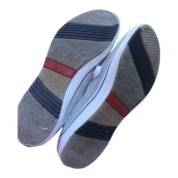 Keds Size 8 Gray Sneaker Shoes Fabric Women Striped Open Back Slip On Shoe - Picture 6 of 6